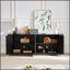 Meuble télé avec buffet à motif ondulé et armoire à rayures verticales en bois pour cuisine / chambre à coucher / vestibule.