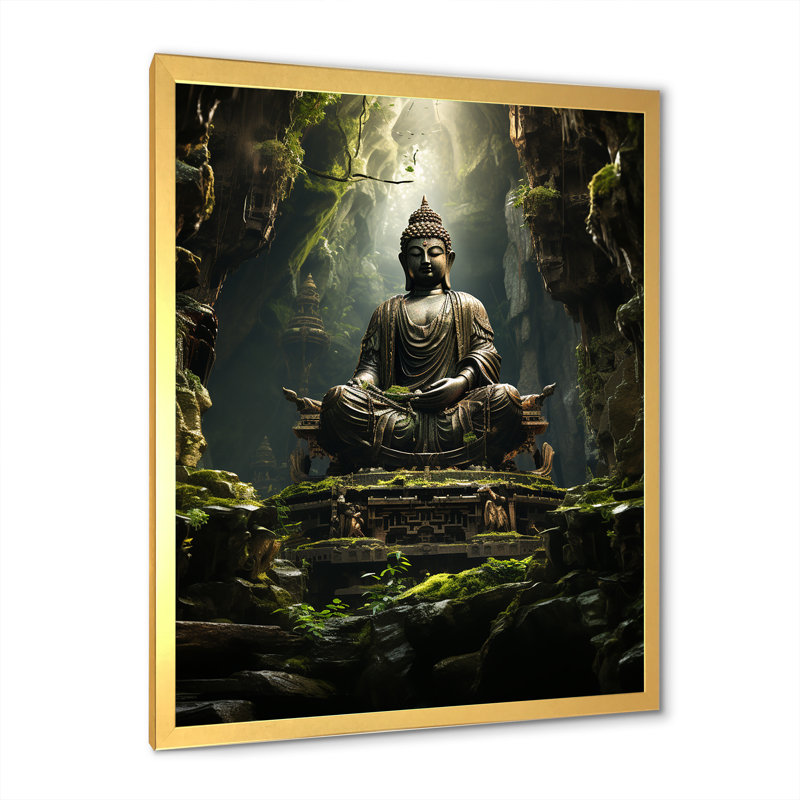 Sentiers illuminés, bouddhisme au temple I, Cadre doré simple, H 32 po x l 24 po x P 1 po