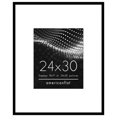  24x30 Picture Frame - Use as 14x17 Frame with Mat or 24x30 Frame Without Mat - Thin Photo Frame with Polished Plexiglass - Black