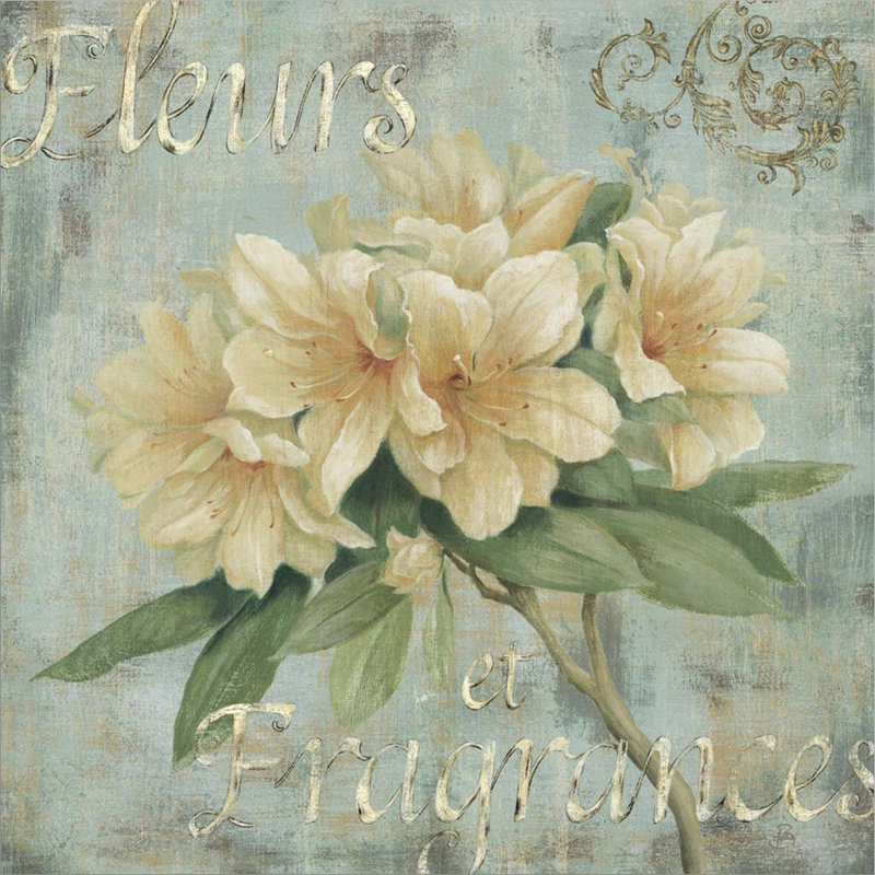 «Vintage Fragrance I» par Daphne Brissonnet, reproduction sur toile tendue, H 12 po x l 12 po x P 1,5 po