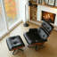 Fauteuil d'appoint pivotant en cuir avec repose-pieds-1766084013
