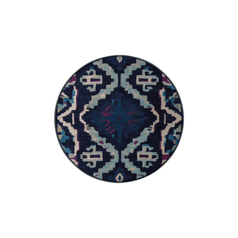 Machine Washable Gray Area Rug, Round 4'