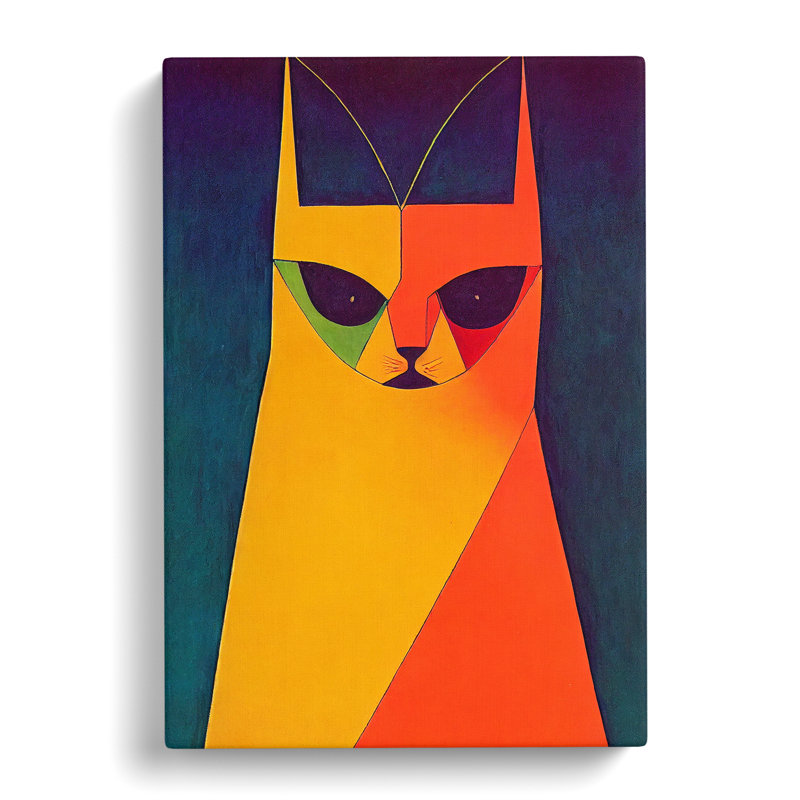 Painted Cat Abstract - Wall Art, 50cm H x 35cm W x 3cm D, Wrapped Canvas