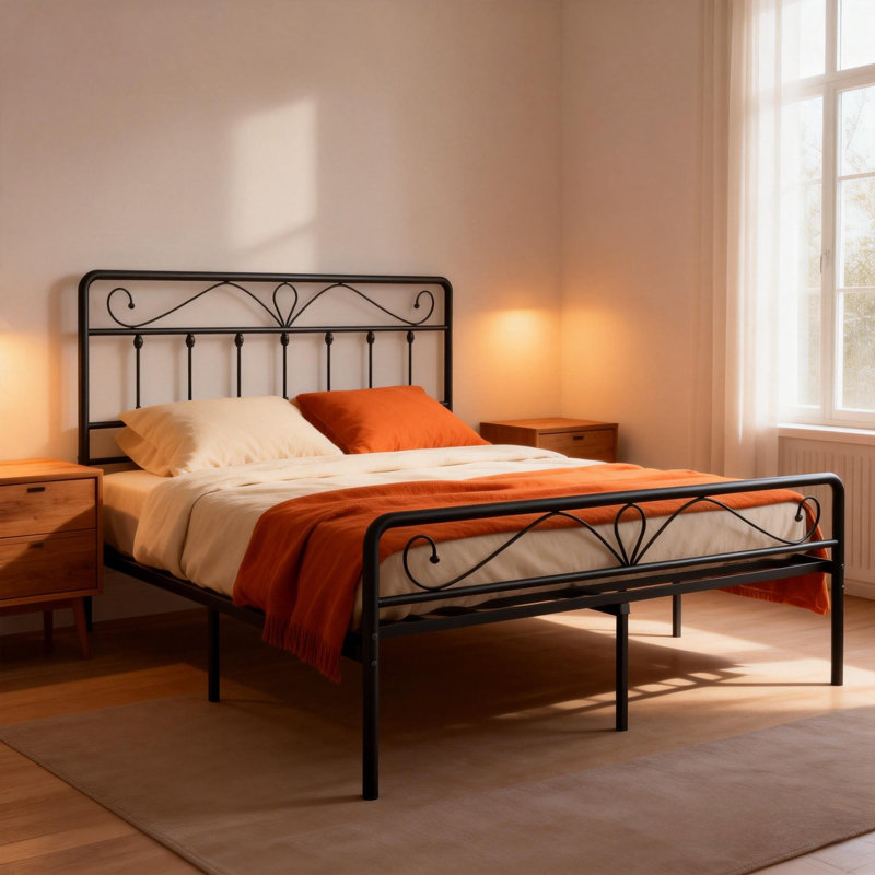Metal Platform Bed, Full , Black 