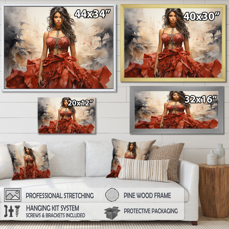 Fashion 1860S Resilient Portrait - Reproduction, Cadre flottant doré, H 30 po x l 40 po x P 1,5 po
