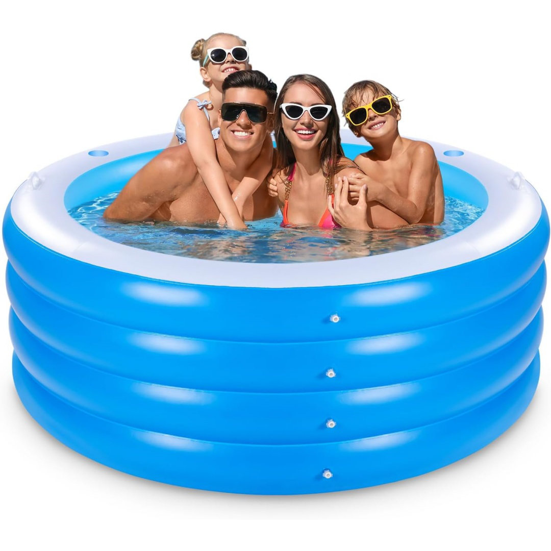DESIGN SHOP BY SHELL Inflatable Pool With Seating,Four-Tier 72” X 27 ...