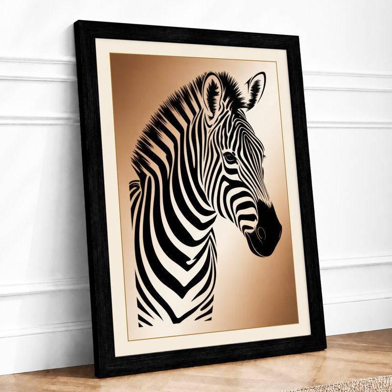 Zebra in Profile Minimalist - Framed Print, A1 - 84.1 x 59.4 cm, Black