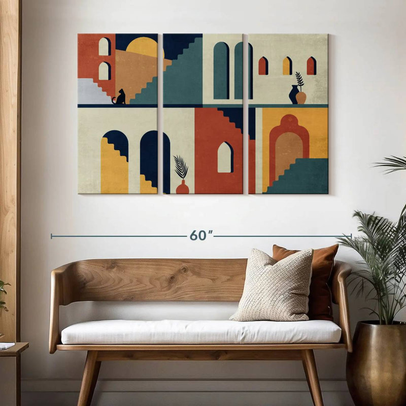 Lilie Abstract Abodes, 32" H x 50" W