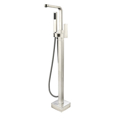 Solid Metal Freestanding Bathtub Faucet With Hand Shower In Brushed Nickel, Offering A Calming Bath Full Spray Pleasure Creating Refreshing Complete Coverage