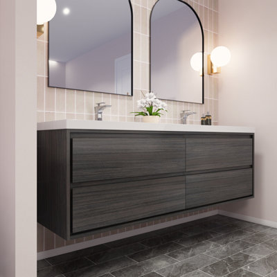 Azden 70.6" Wall-Mounted Double Bathroom Vanity Set