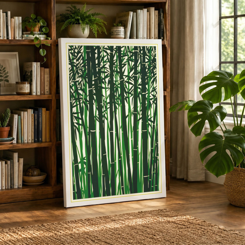 Bamboo Stand Japandi - Wrapped Canvas, 36x24 - 91.4 x 61.0 cm, White Border