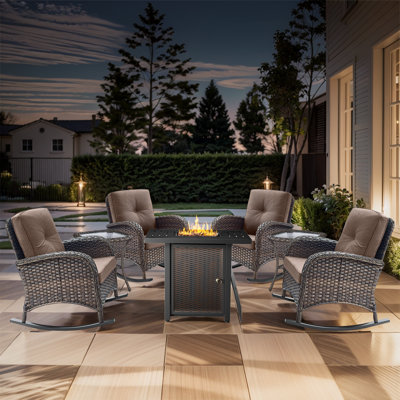 7 Piece Outdoor Multiple Chairs Seating Group With Cushions
