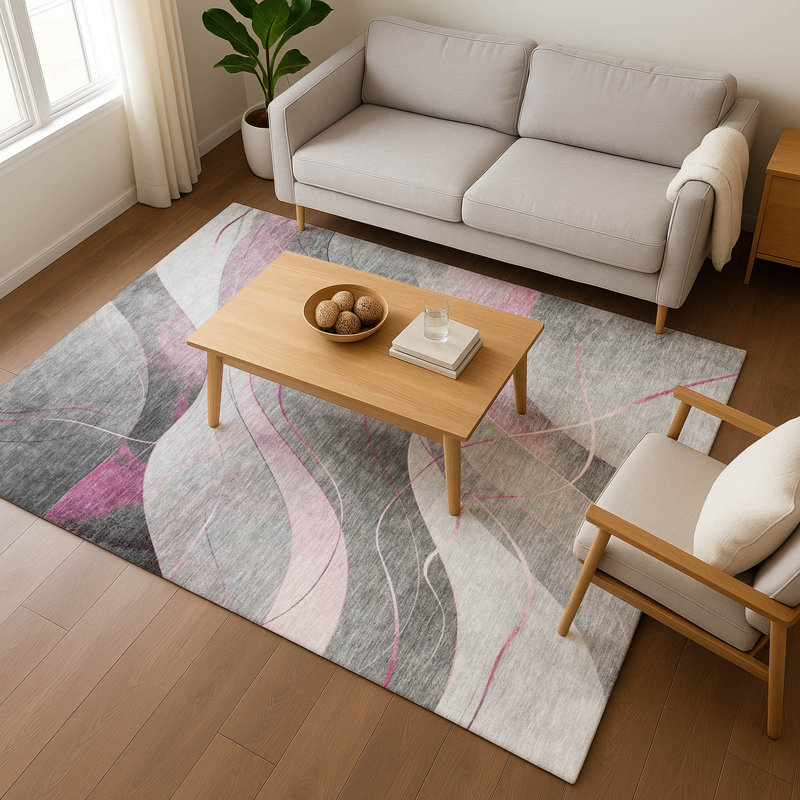 Premium Machine Washable Varasteh AMF1668 Swirls Rug, Rectangle 10' x 14'