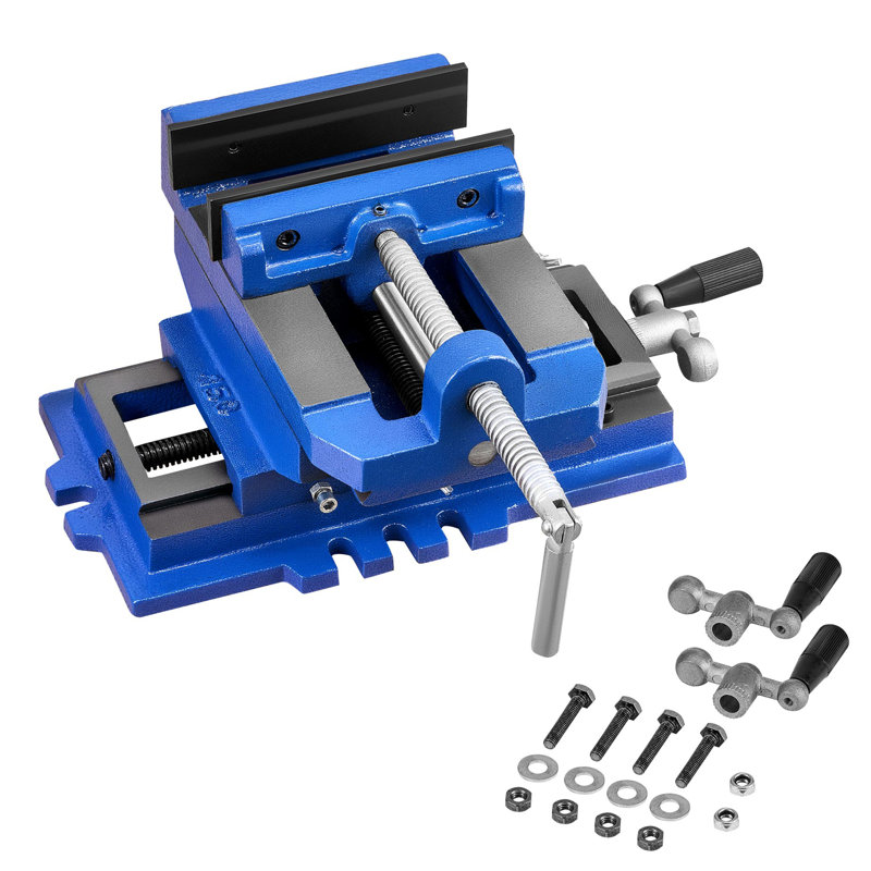 Cross Slide Drill Press Vise, 6 Inch Jaw Width, 2 Way X-Y Axis Bench Vise, 5.7 Inch Max Jaw Opening, Heavy Duty Cast Iron, Workbench Vice Clamp, for Woodworking Drilling CNC Milling Machine