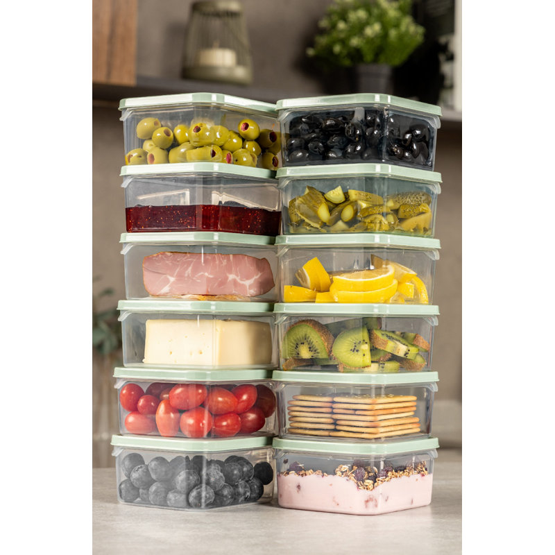 12-Piece Mint Plastic Storage Box Set, 3.5 x 4.1 x 2.2 inches | 11.8 fl oz Capacity Each | 100% Dishwasher Safe | Ideal for Organizing Kitchen, Bathroom, & Office | Durable, Lightweight, and Colorful Design