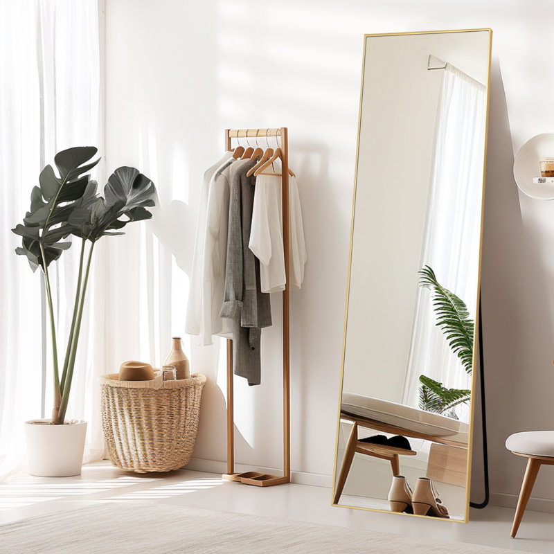 Aluminum Rectangle Mirror, Gold, 179cm H x 65cm W