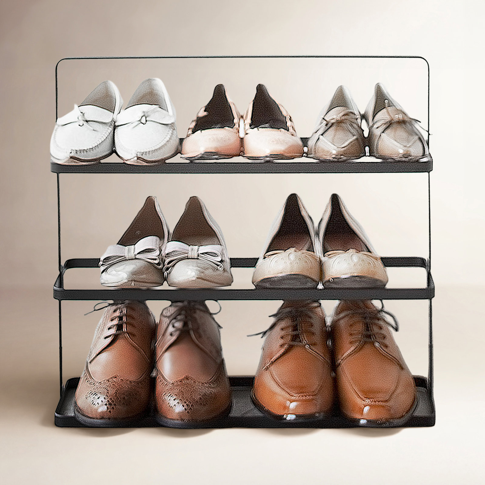 Yamazaki Home Wide Shoe Rack, Black