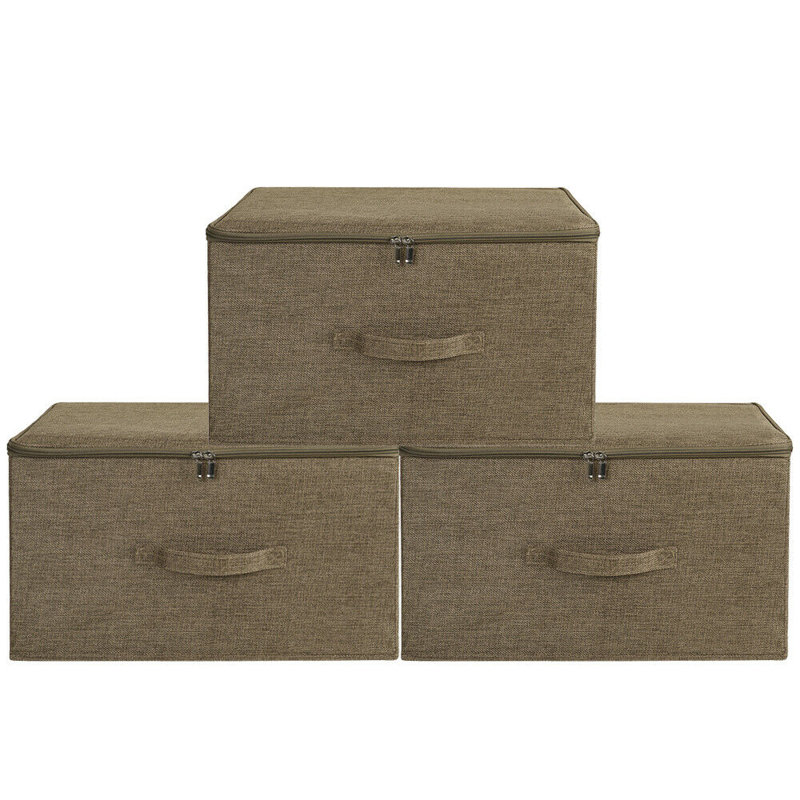 Rebrilliant Fabric Bin, Coffee, 10" H x 18" W x 14" D