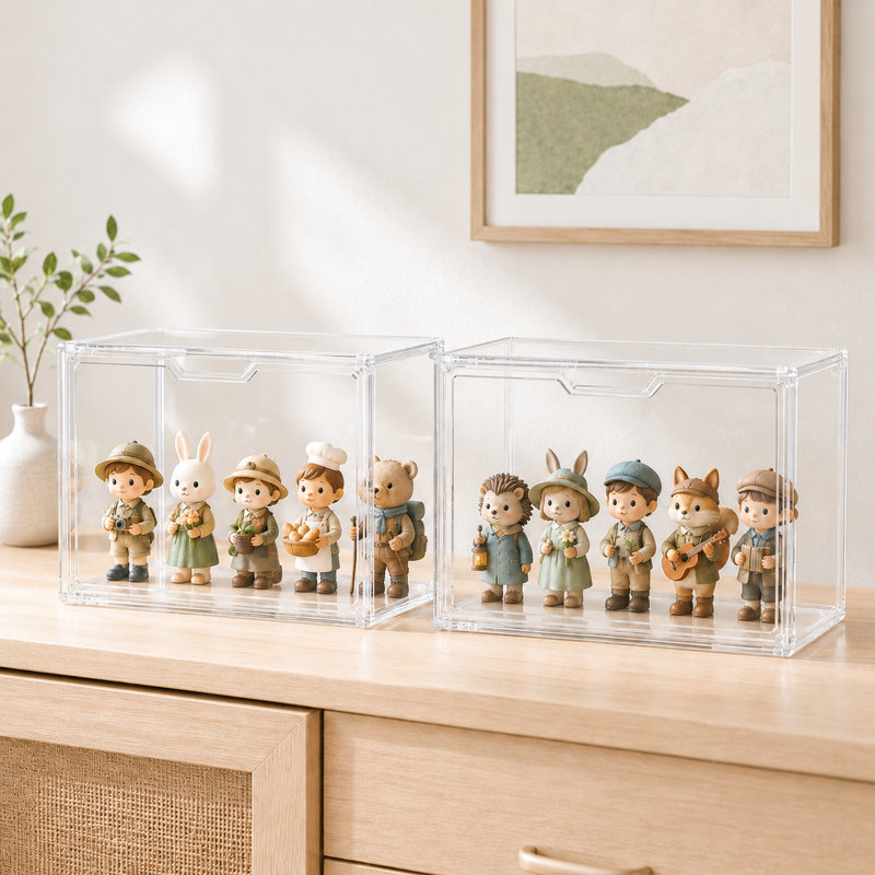Ensemble de 2 boîtes de rangement pour porte-monnaie en acrylique transparent avec portes avant pour l'organisation de placard