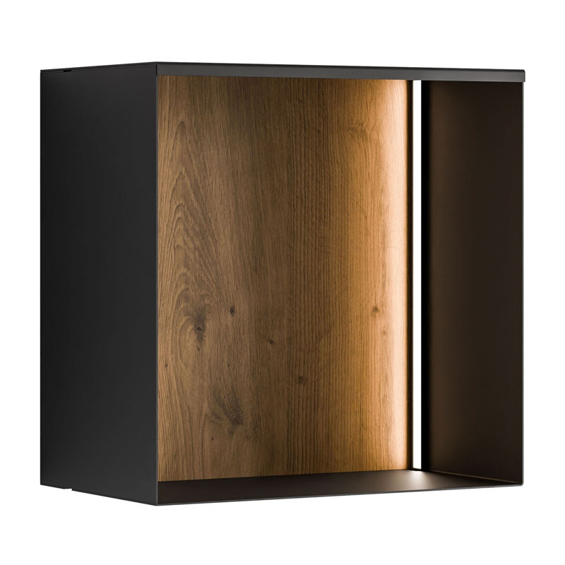Square Metal Cube Shelf, Black / Artisan with LED