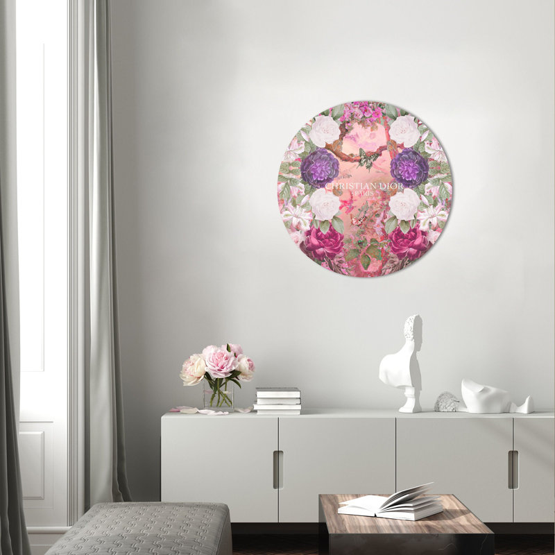 Superfluous Jungle Round Acrylic Art Floral and Botanical Acrylic by Oliver Gal, 24" H x 24" W