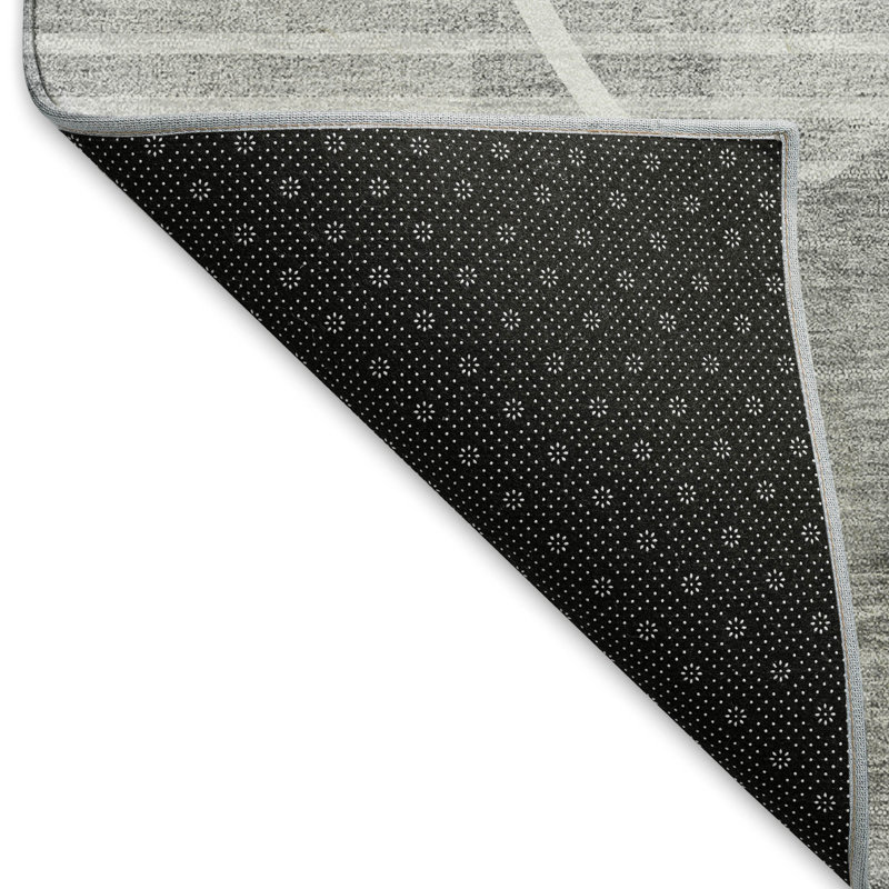 Gray Synthetic Rectangular Washable Rug 5' x 7'