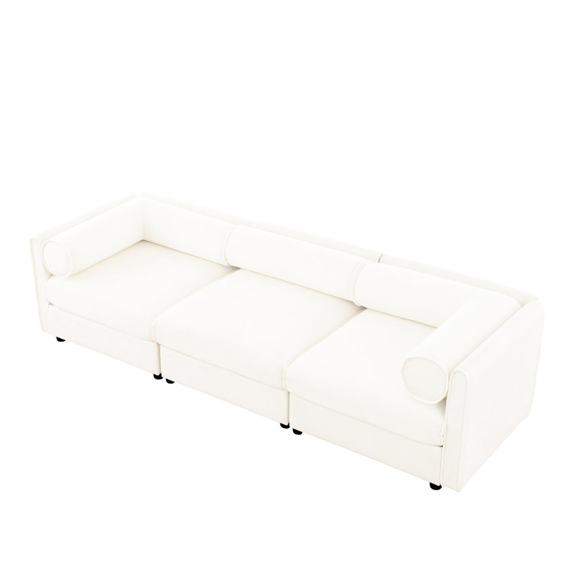 Chenille blanche moderne avec rangement cylindrique et cylindrique pour un style luxueux 3, Blanc