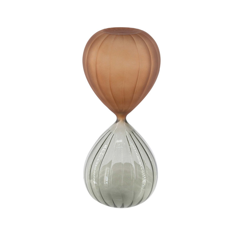 Sablier nervuré avec finition cuivre et gris et sable blanc, 1, H 7,7 po x l 3,2 po x P 3,2 po