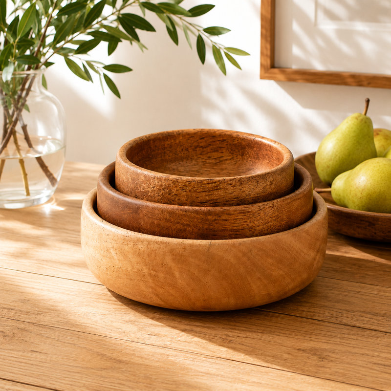 Alpen Home Tryston Wood Fruit Bowl
