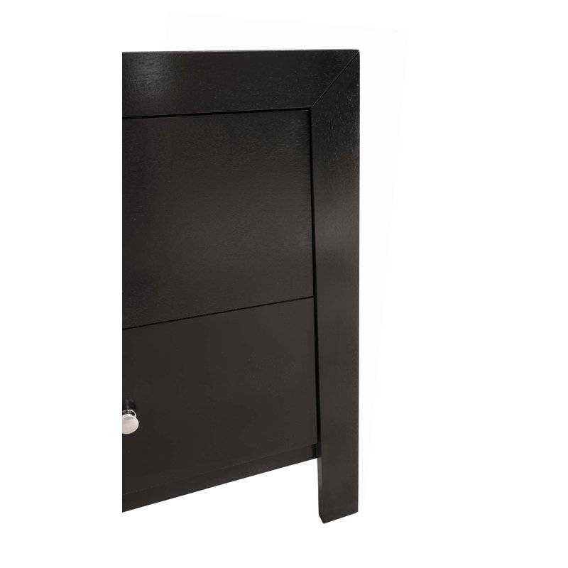 Table de chevet transitionnelle avec deux tiroirs, Noir