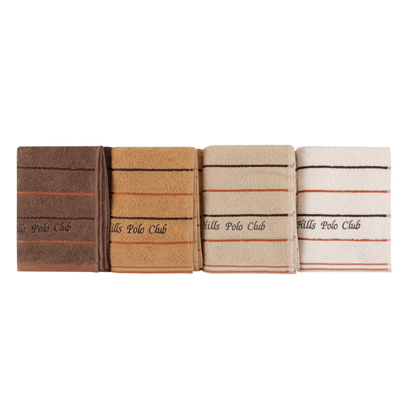 Ensemble de serviettes 4 pièces 100% coton, Caramel / brun / blanc / crème