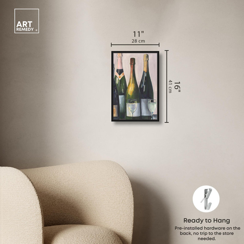 Art mural Mood Champagne II, Cadre noir, H 16 po x l 11 po
