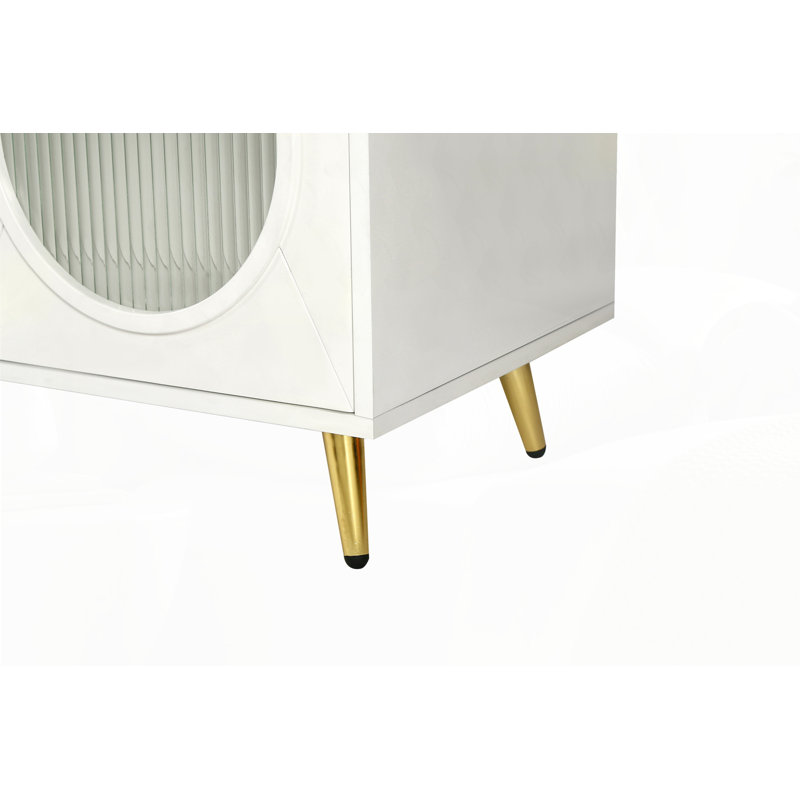 Armoire de rangement en bois, Doré, Blanc