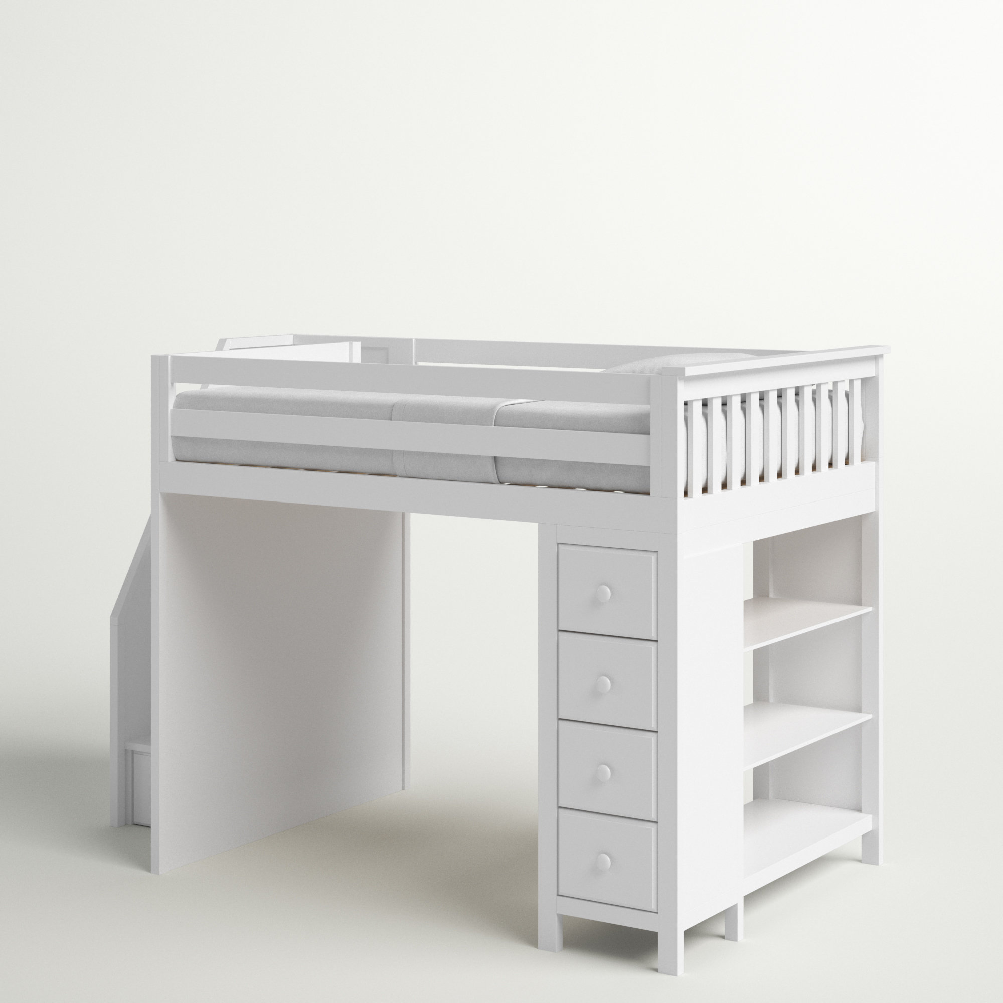 Deshotel Twin Loft Bed With Drawers And Shelves Harriet Bee Bed Frame