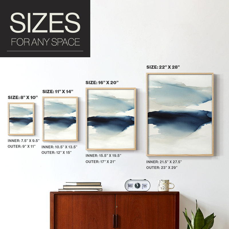 Waves I, reproduction encadrée - bois massif, Naturel, H 11 po x l 9 po