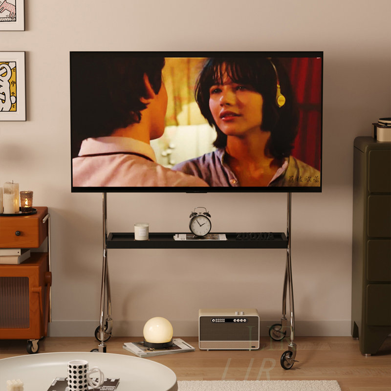 Meuble télé réglable à 360 degrés avec tablettes ouvertes, adapté aux téléviseurs de 43 à 70 pouces, durable et multifonctionnel