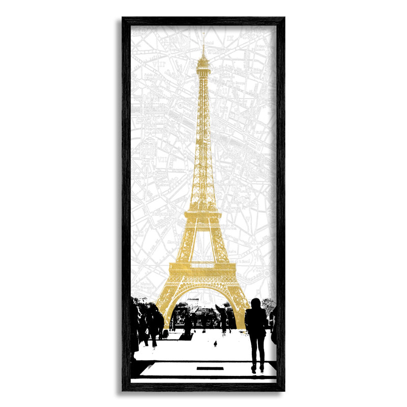 «Modern Eiffel Tower Modern City», H 30 po x l 13 po, Cadre noir