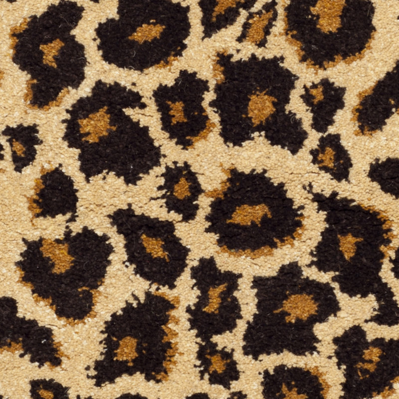 Tapis brun clair en laine / viscose touffeté à la main à imprimé animal Jamon Martha Stewart, Rectangle 4 pi x 6 pi