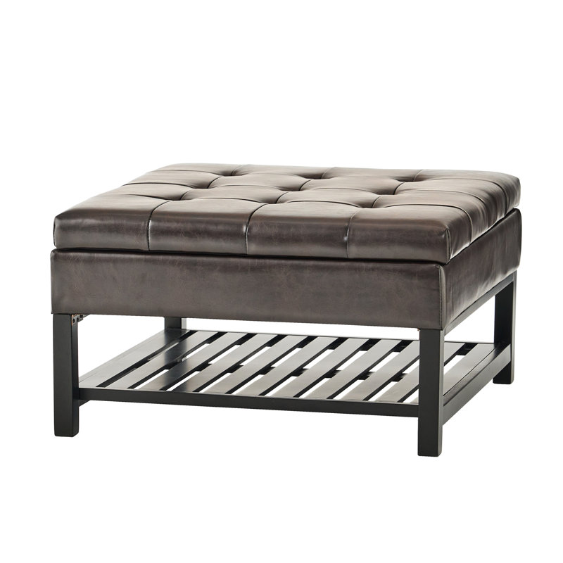Carré brun avec rangement polyvalent et support inférieur - Support en cuir fiable lié
