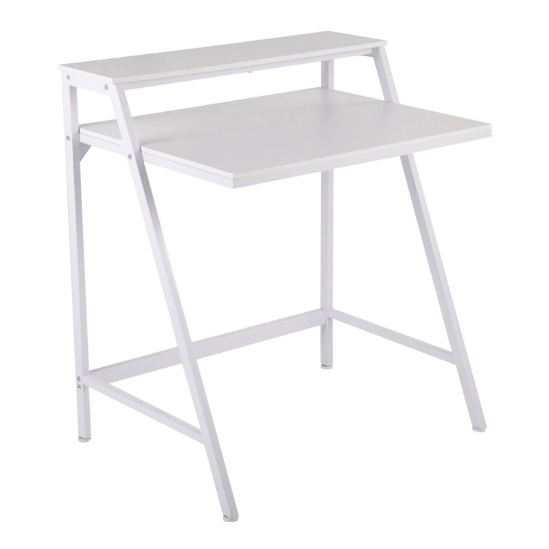 Bureau contemporain à 2 niveaux en acier blanc et bois blanc