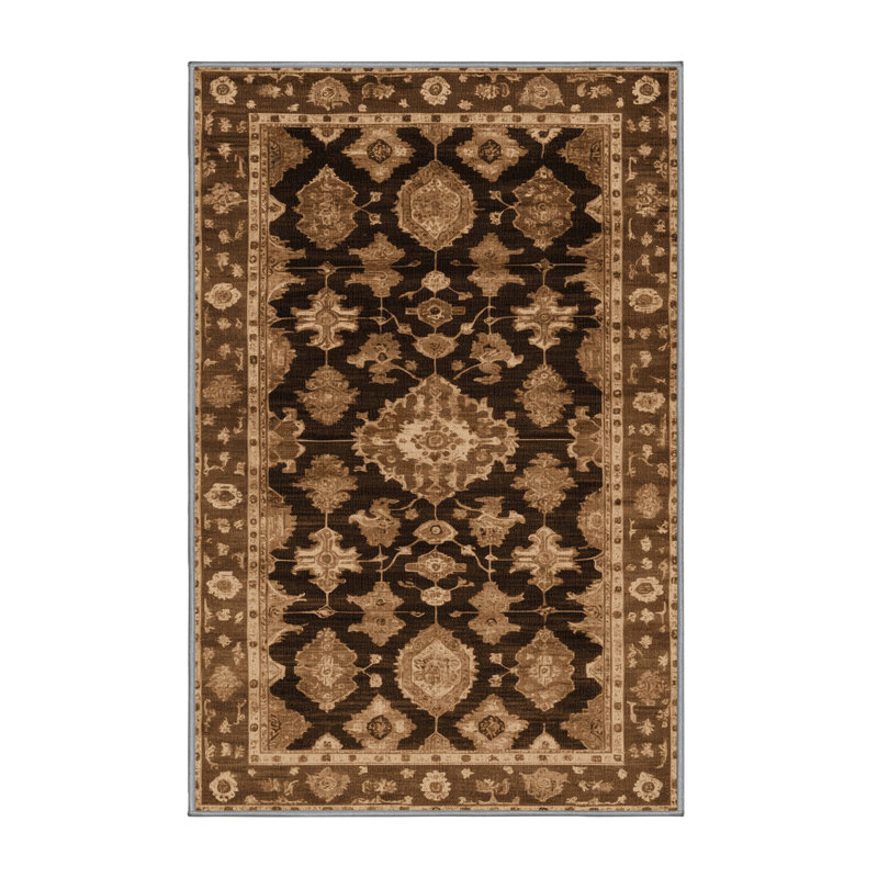 Machine Washable Overdyed Brown Area Rug, Rectangle 3' x 5'