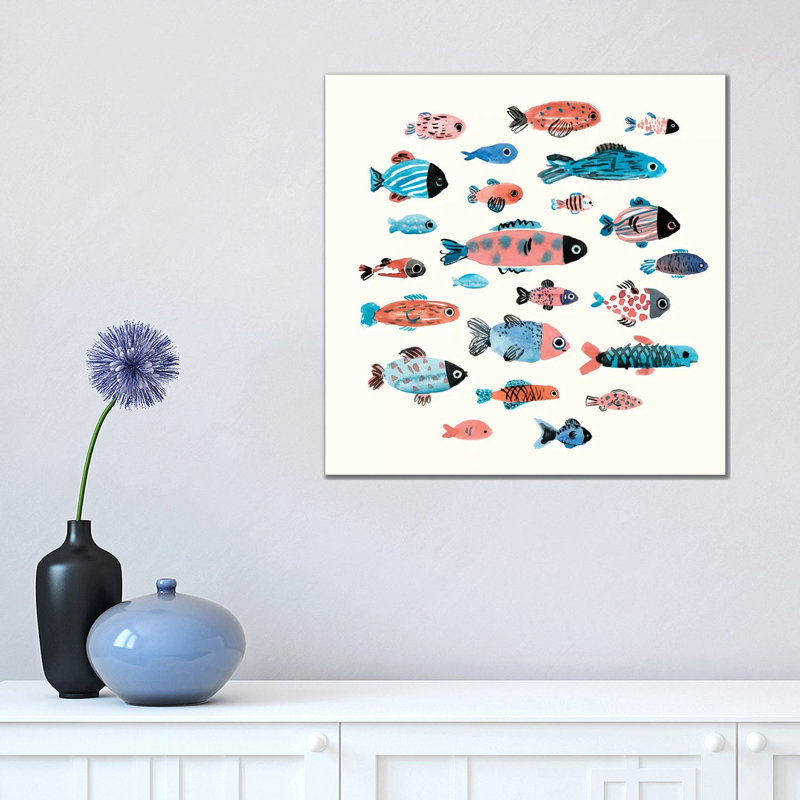 Fish School II by Annie Warren - Wrapped Canvas Print, 45.72 cm H x 45.72 cm W x 3.175 cm D