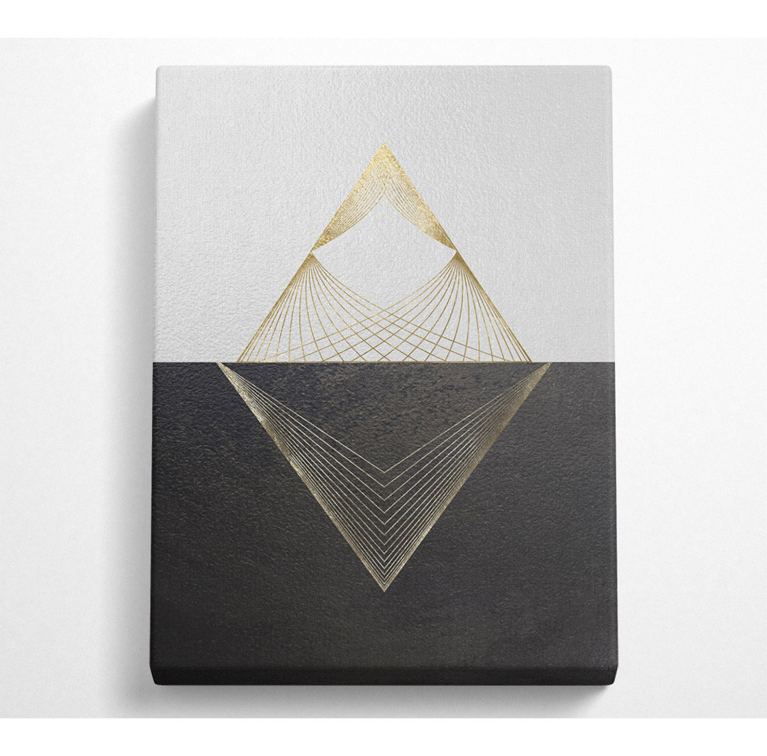 Gold Triangle Black And White - No Frame Kunstdrucke auf Leinwand