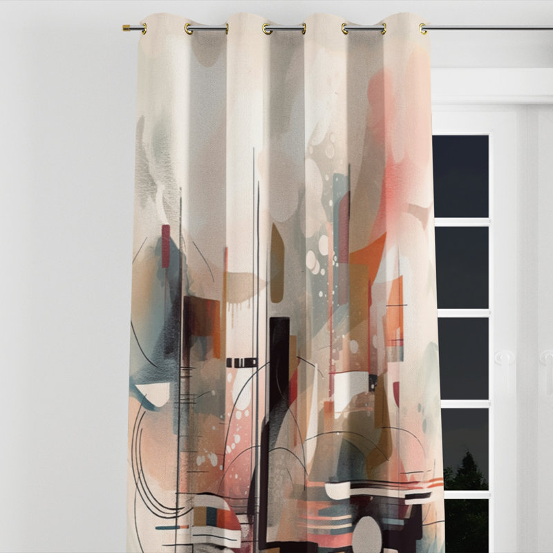 Avet - Rideau à œillets abstrait - Velours obscurcissant - 1 panneau, l 52" x L 84", Œillets dorés