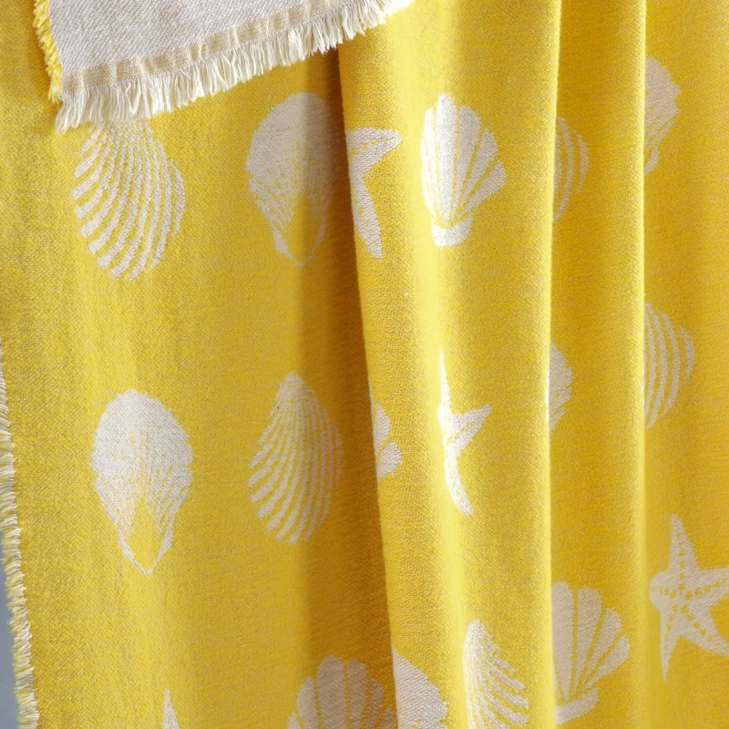 Seashells Cotton Throw, Yellow