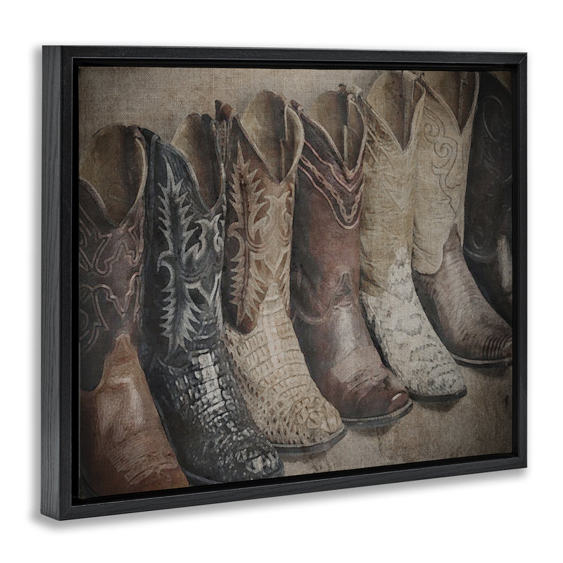Art texturé sur toile flottante Texan, Cadre flottant noir de jais, H 17 po x l 21 po