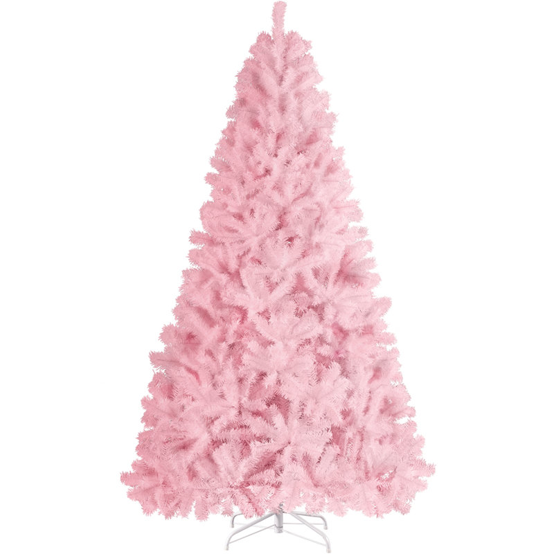 Multi-colored Hinged Fir Artificial Christmas Tree with Foldable Stand, 7.5' H, Pink