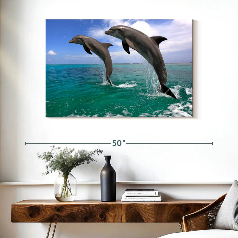 Two Jumping Dolphins, 26" H x 39" W