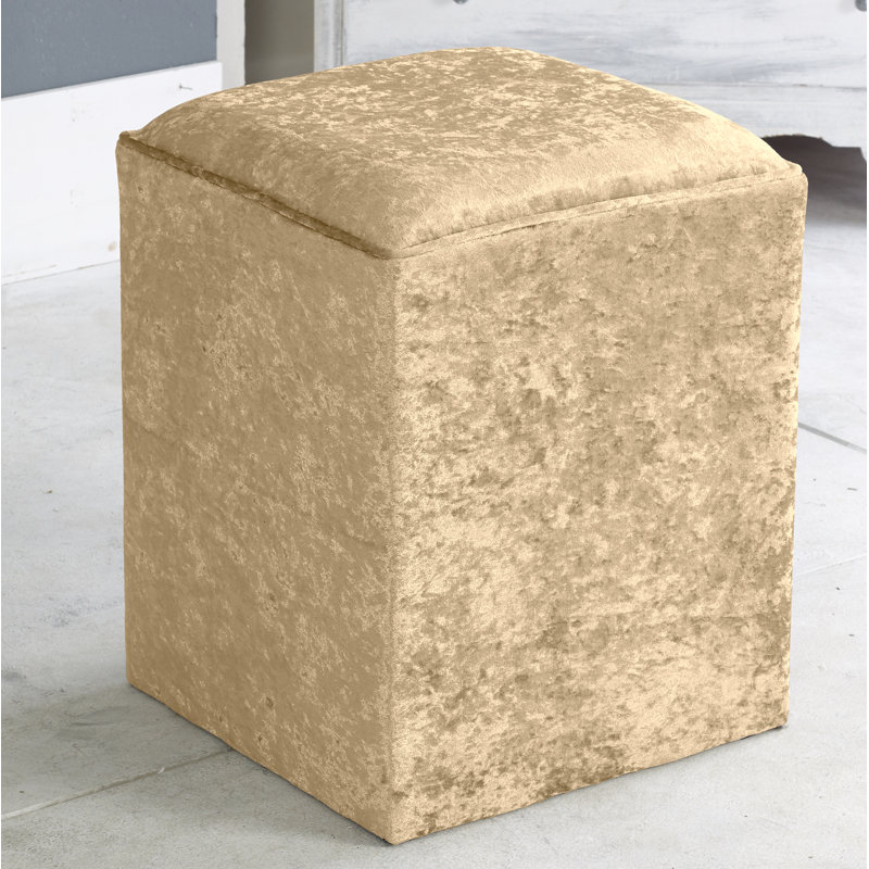Henriquez 40cm Wide Velvet Square Solid Colour Pouffe Ottoman, Gold