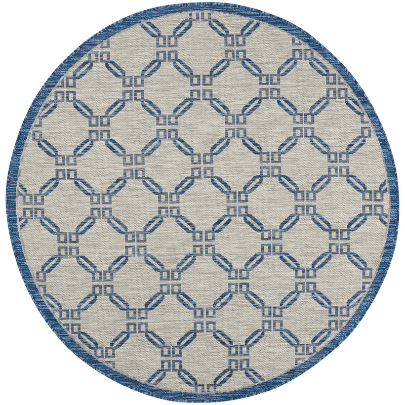 Quinata Geometric Indoor / Outdoor Rug, Round 5'3"